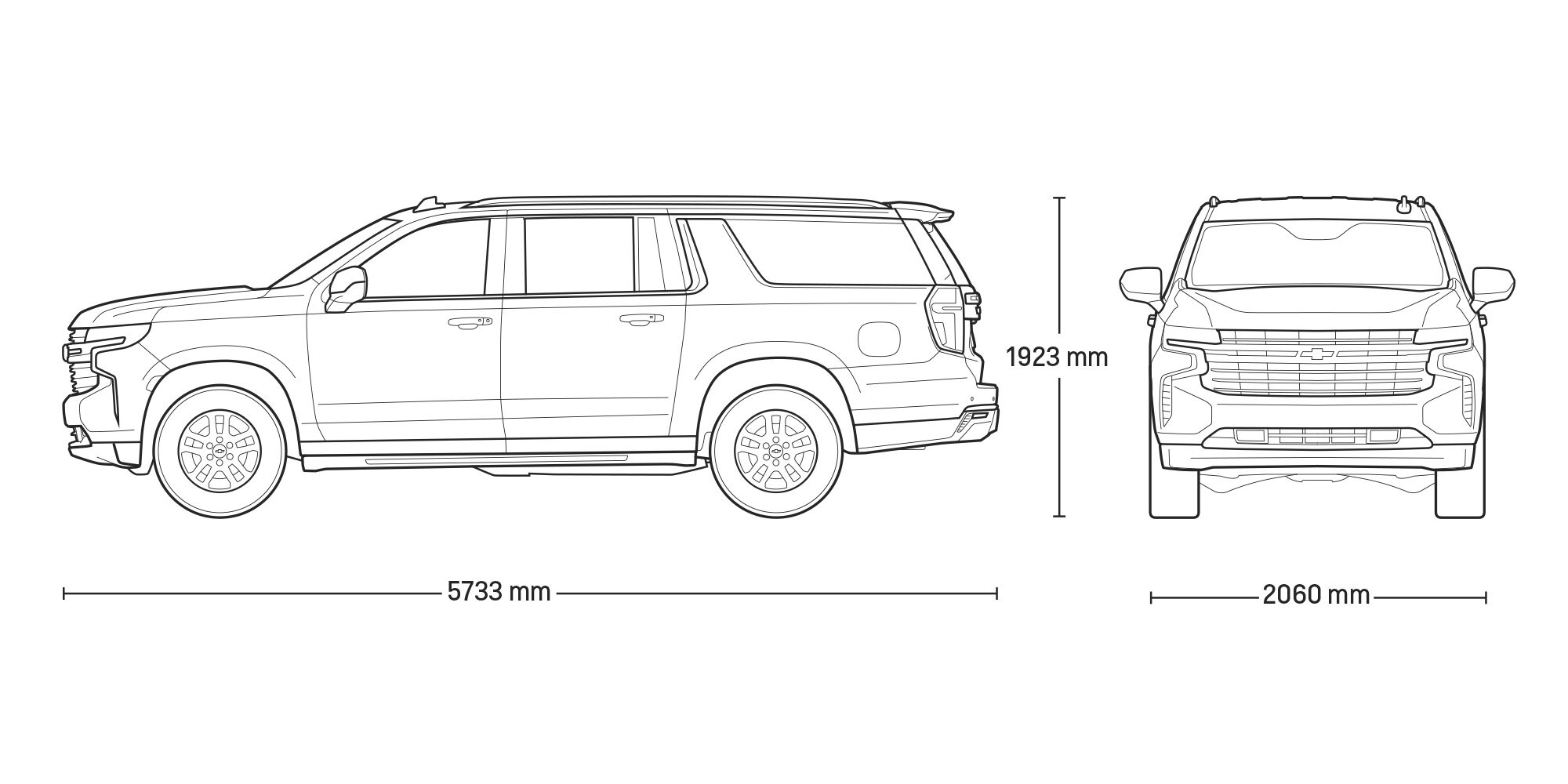 Dimensiones de camioneta para 8 pasajeros, Chevrolet Suburban 2021